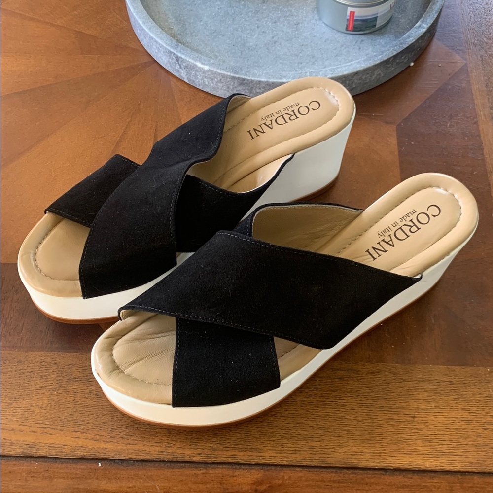 Cordani Black and Cream Cross-Strap Sandals